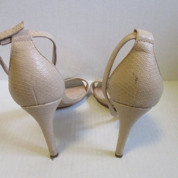 *ALDO Cream Ivory Ankle Strap Slingbacks Textured Open Toe - Picture 7 of 10